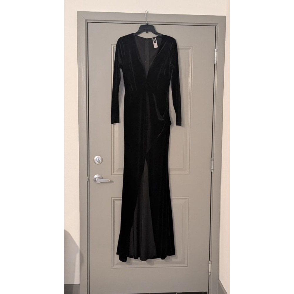 Women's Windsor Black Velvet Long Sleeve Maxi Dress M - Picture 2 of 16